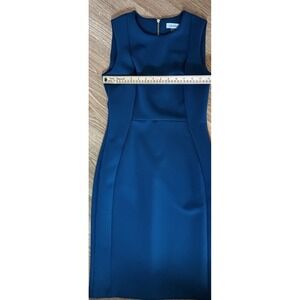 Calvin Klein Womens 6 Sleeveless Teal Green  Dress Stretch Gold Zipper